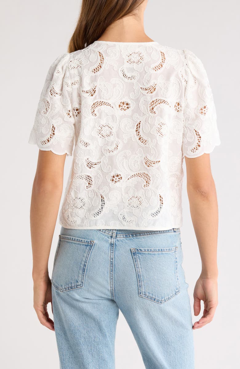 Nation LTD Rosalyn Tie Front Cotton Lace Top, Alternate, color, White