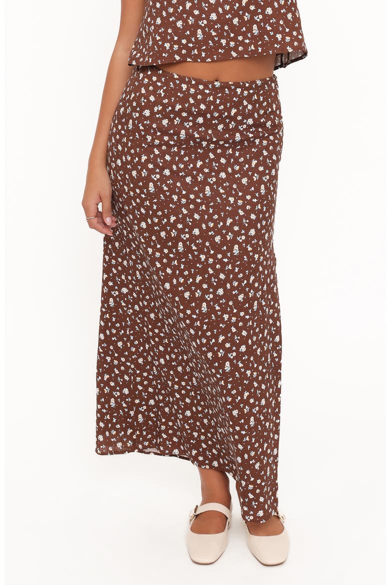 Madison Floral Maxi Skirt, Main, color, BROWN FLORAL