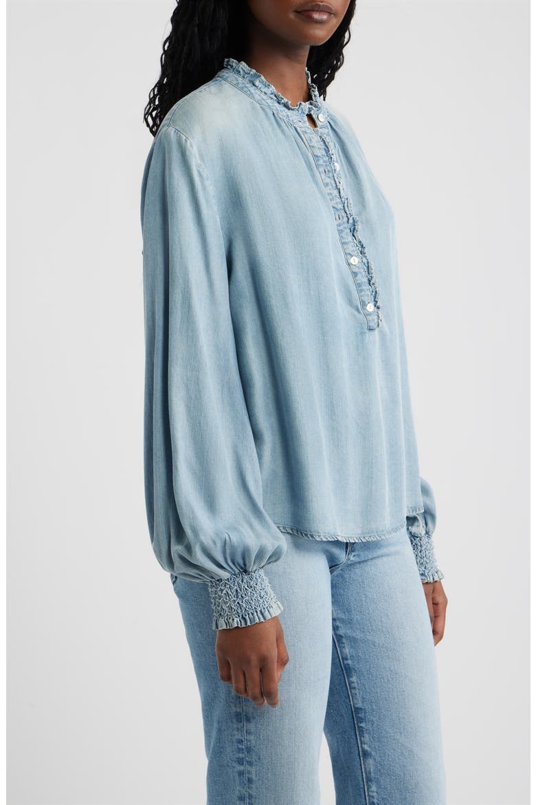 Kimmy Ruffle Chambray Top, Alternate, color, WASHED BLUE