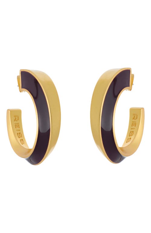 Reiss Thalia Twist Enamel Hoop Earrings In Gold