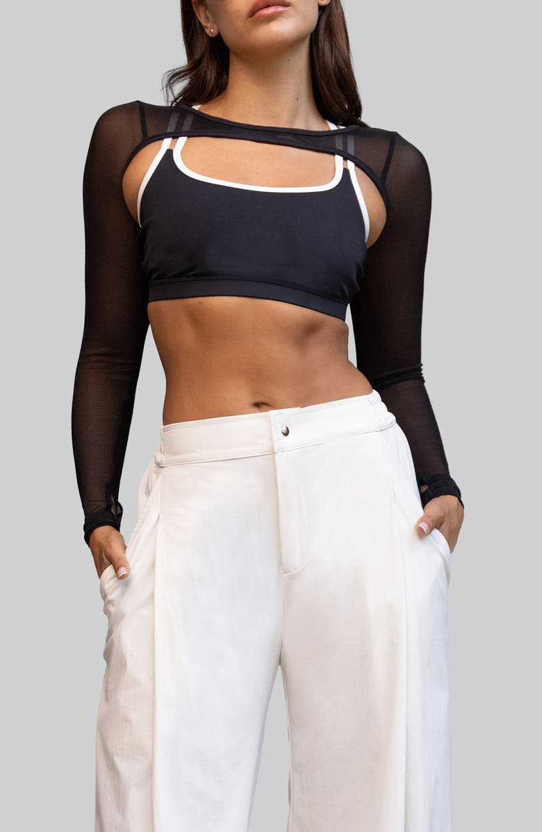 Heroine Sport Sheer Shrug, Main, color, Black