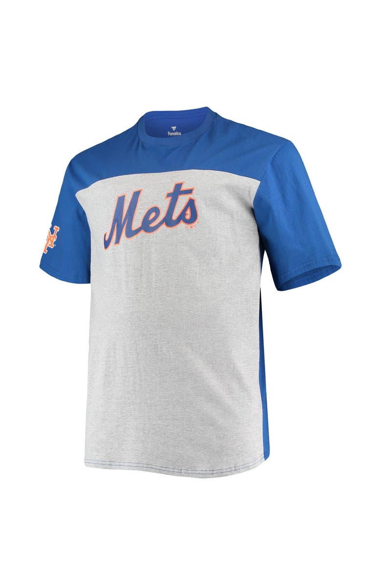 FANATICS Men's Fanatics Branded Royal/Heathered Gray New York Mets Big & Tall Colorblock T-Shirt, Alternate, color, Royal