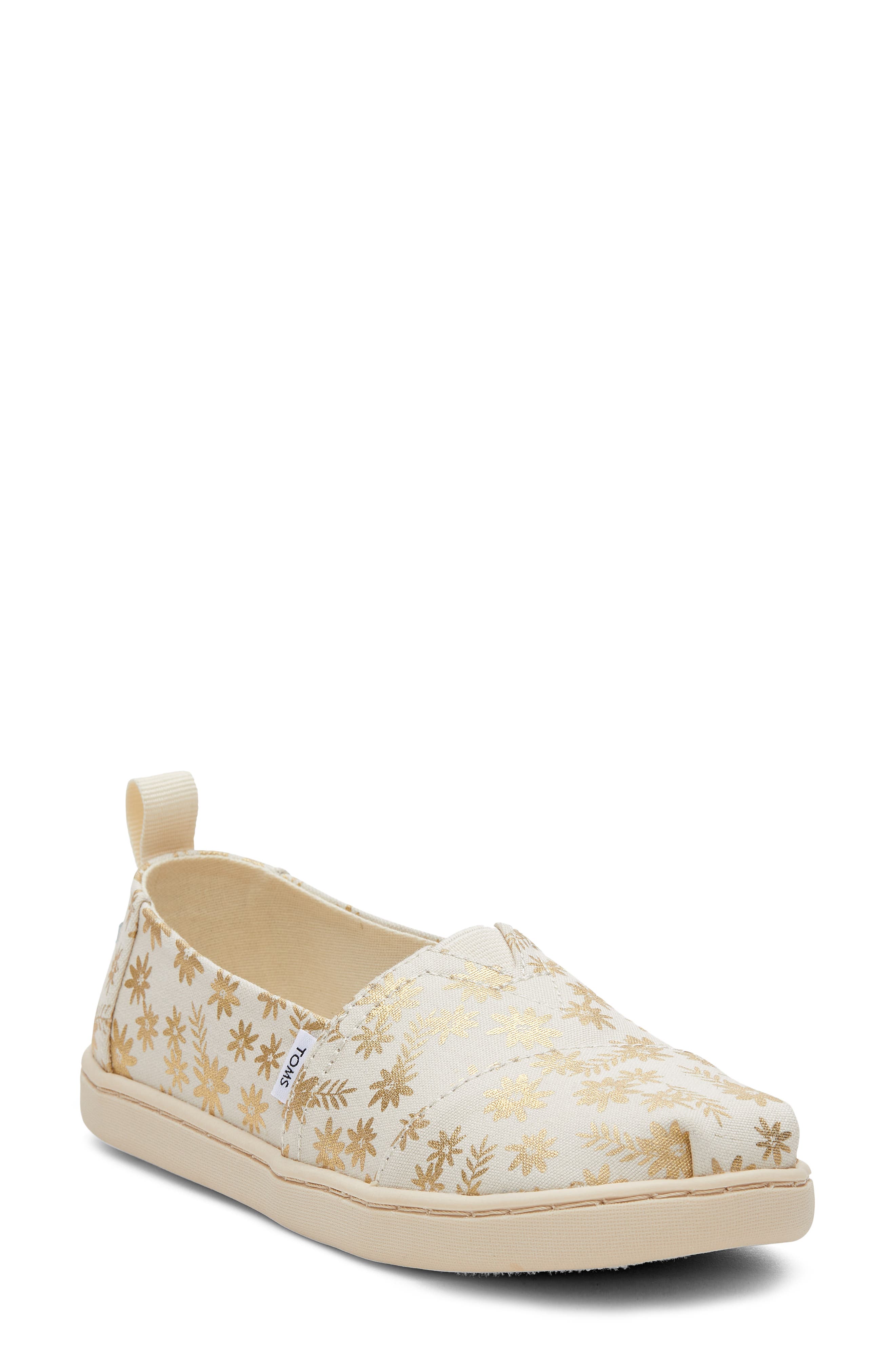 TOMS Kids' Metallic Floral Alpargata Slip-On, Main, color, 