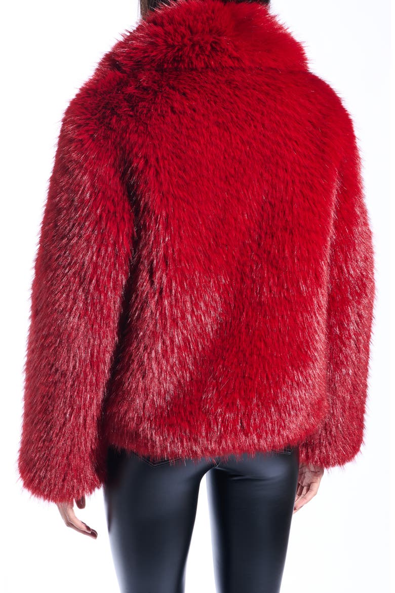 Simona Faux Fur Coat, Alternate, color, RED
