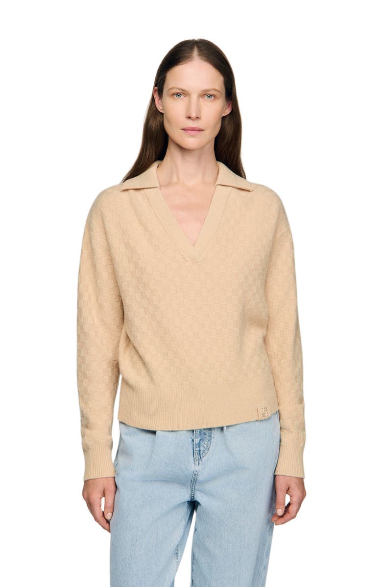 SANDRO Polo-neck sweater, Main, color, Beige