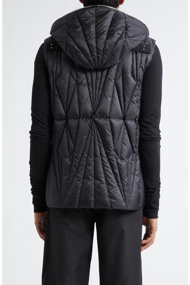 x Rick Owens Geocamo Ziplock Hooded Down Vest, Alternate, color, BLACK
