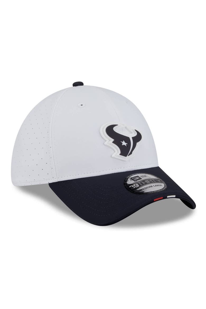 Men's New Era  White/Navy Houston Texans 2025 NFL Training Camp 39THIRTY Flex Hat, Alternate, color, White