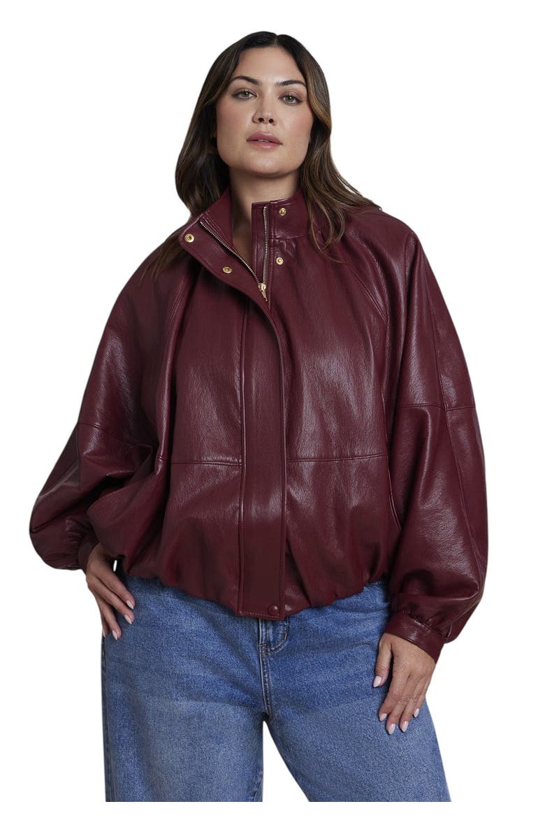 Faux Leather Cocoon Jacket (plus), Main, color, CABERNET