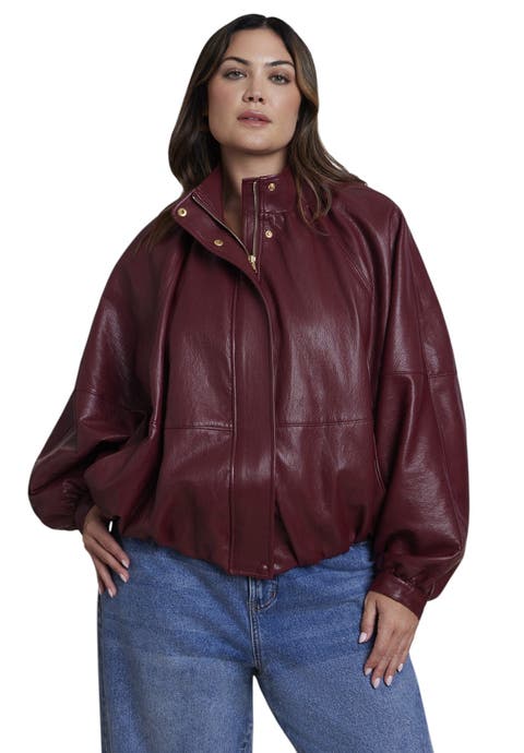 Faux Leather Cocoon Jacket (plus)