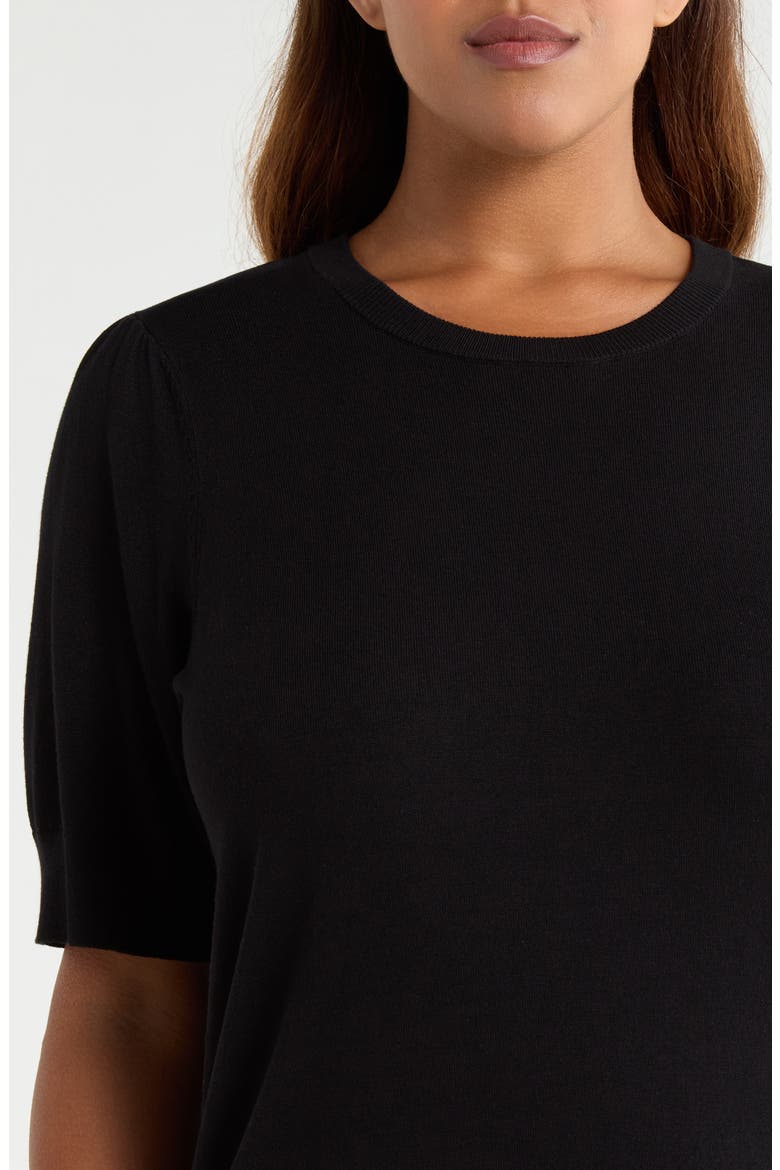 Short Puff Sleeve Sweater, Alternate, color, ANNE BLACK
