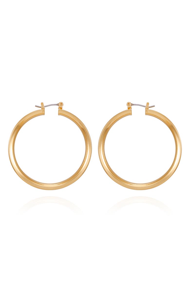 Vince Camuto Textured Hoop Earrings, Alternate, color, Goldtone2