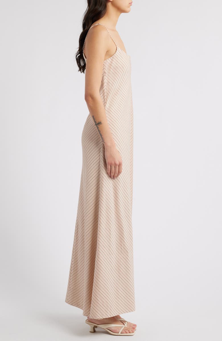 Faithfull the Brand Elyna Pinstripe Maxi Dress, Alternate, color, Pinstripe Garnet/ Blush