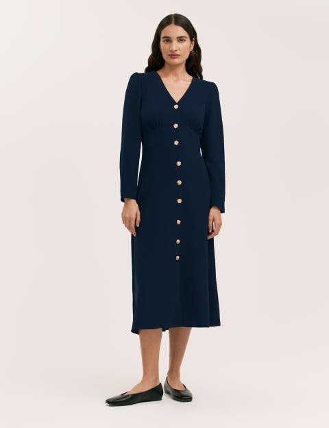 Caprice Long Sleeve Crepe Midi Dress
