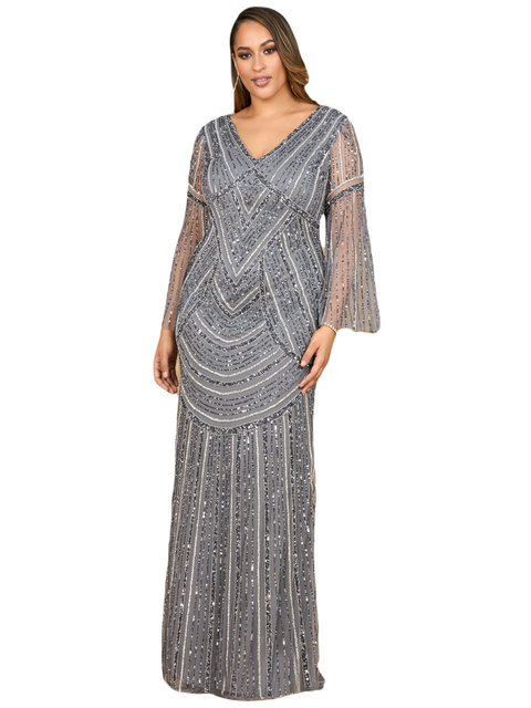 Long Sleeve Beaded Gown
