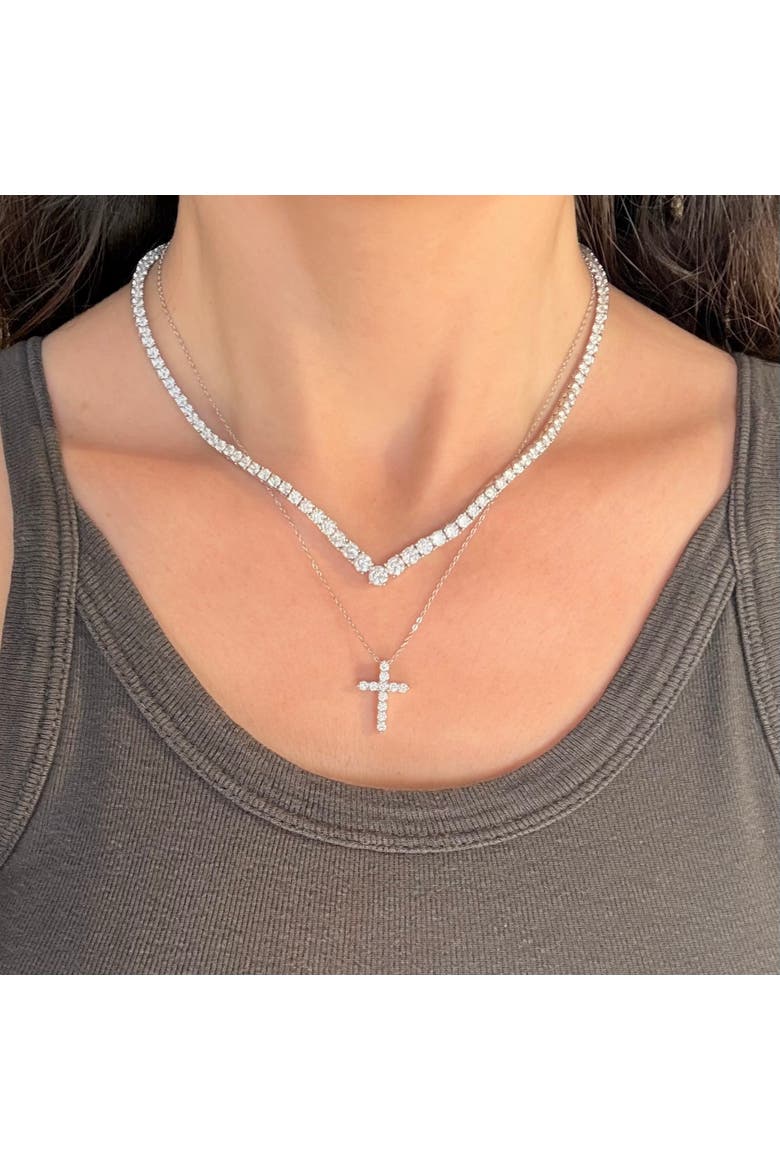 The Bella Cross Necklace, Alternate, color, Silver