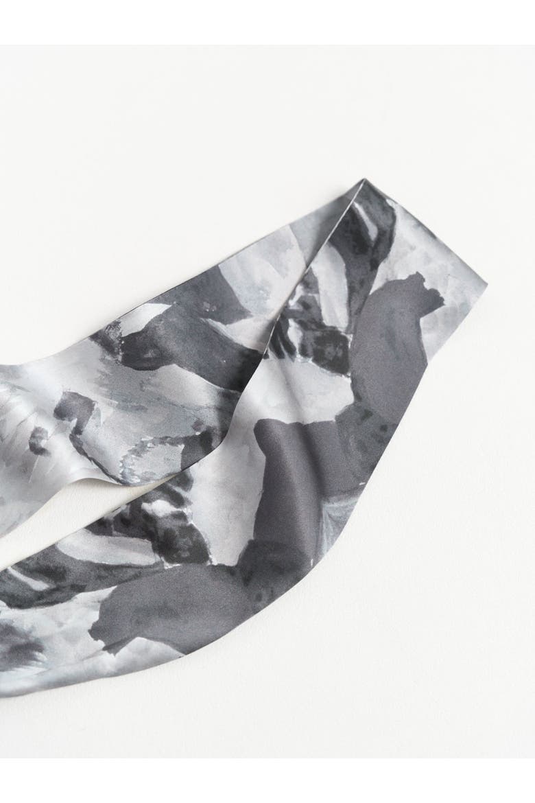 "Himalaya" Silk Neck Bow Scarf, Alternate, color, Grey