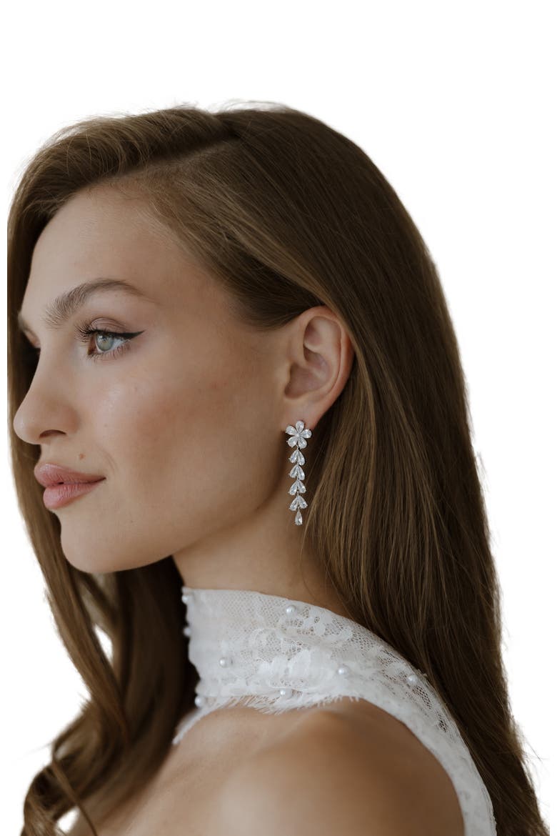 Devotion Crystal Drop Earrings, Alternate, color, Silver
