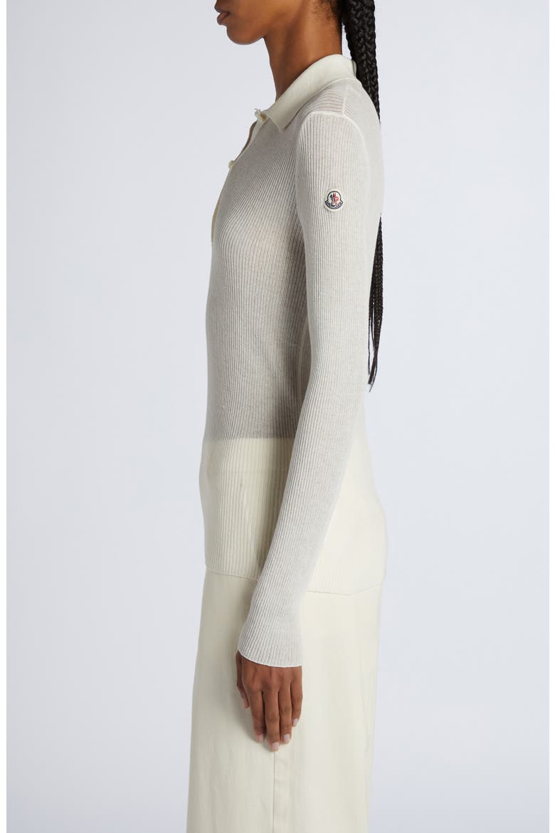 Long Sleeve Rib Polo Sweater, Alternate, color, WHITE
