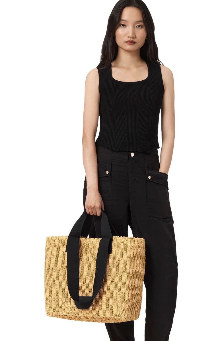AllSaints Izzy Straw Tote, Alternate, color, Natural