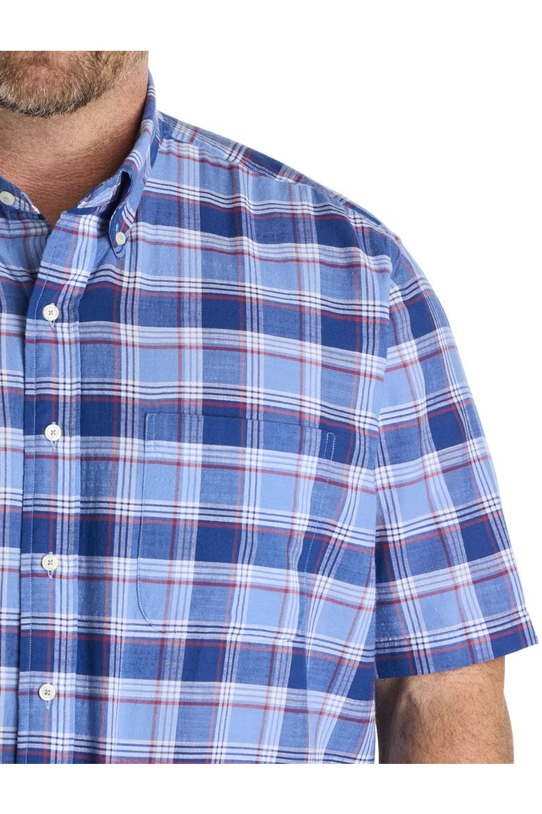 Big & Tall Non-Iron Madras Plaid Sport Shirt, Alternate, color, HYDRANGEA NAVY