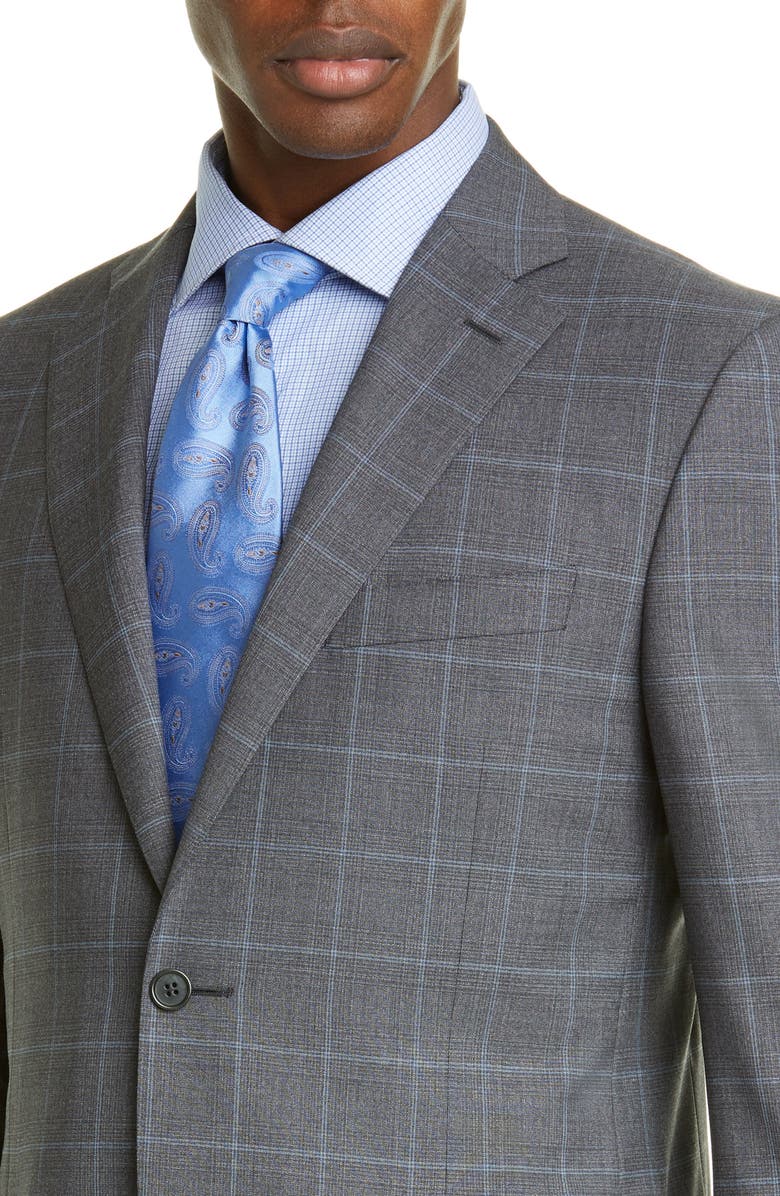 Canali Sienna Soft Plaid Classic Fit Wool Suit, Alternate, color, 