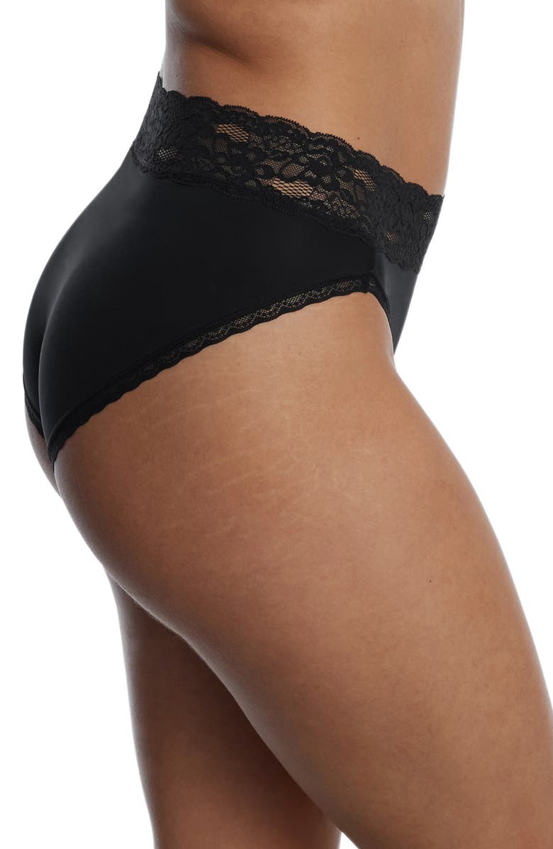 Skarlett Blue Goddess Lace Trim French Cut Brief, Alternate, color, Black