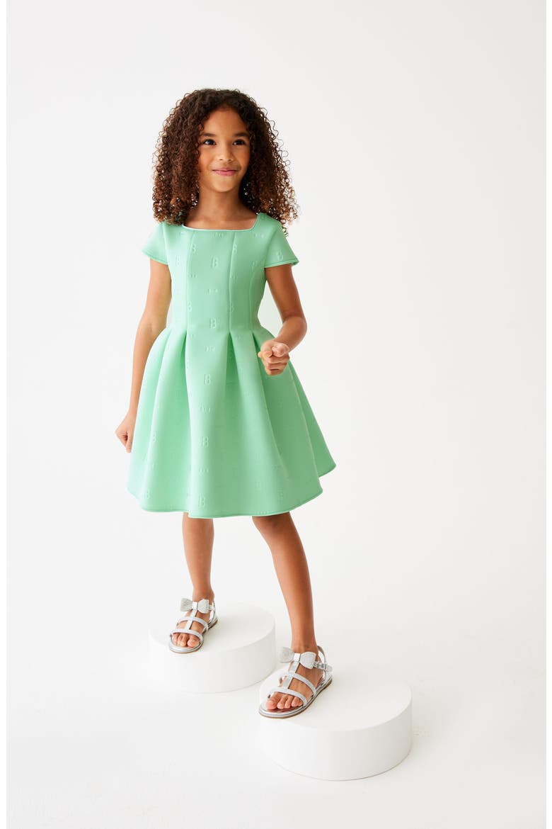 Kids' Embossed Scuba Crepe Dress, Alternate, color, MINT