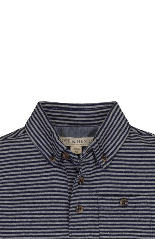 Hope & Henry Baby Boys' Organic Jersey Polo, Infant In Navy Micro Stripe Jersey