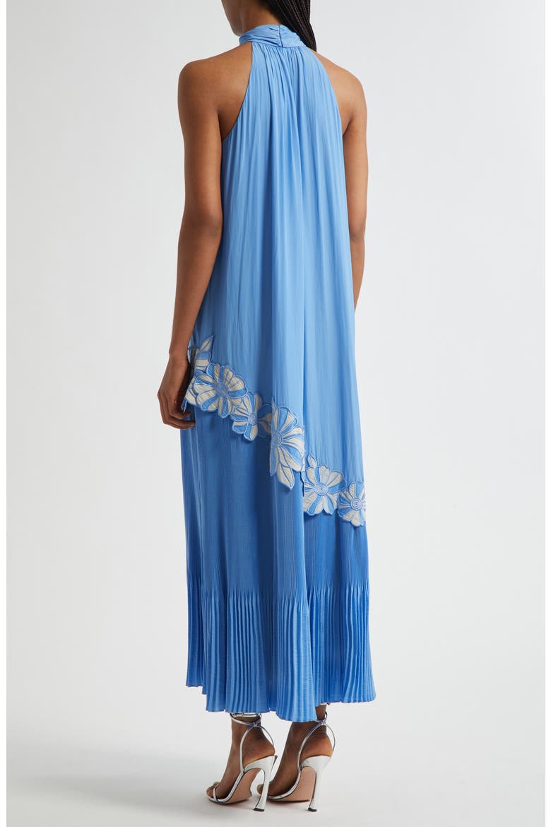 Eleah Mixed Media Floral Embroidery Detail Dress, Alternate, color, RIBBON BLUE