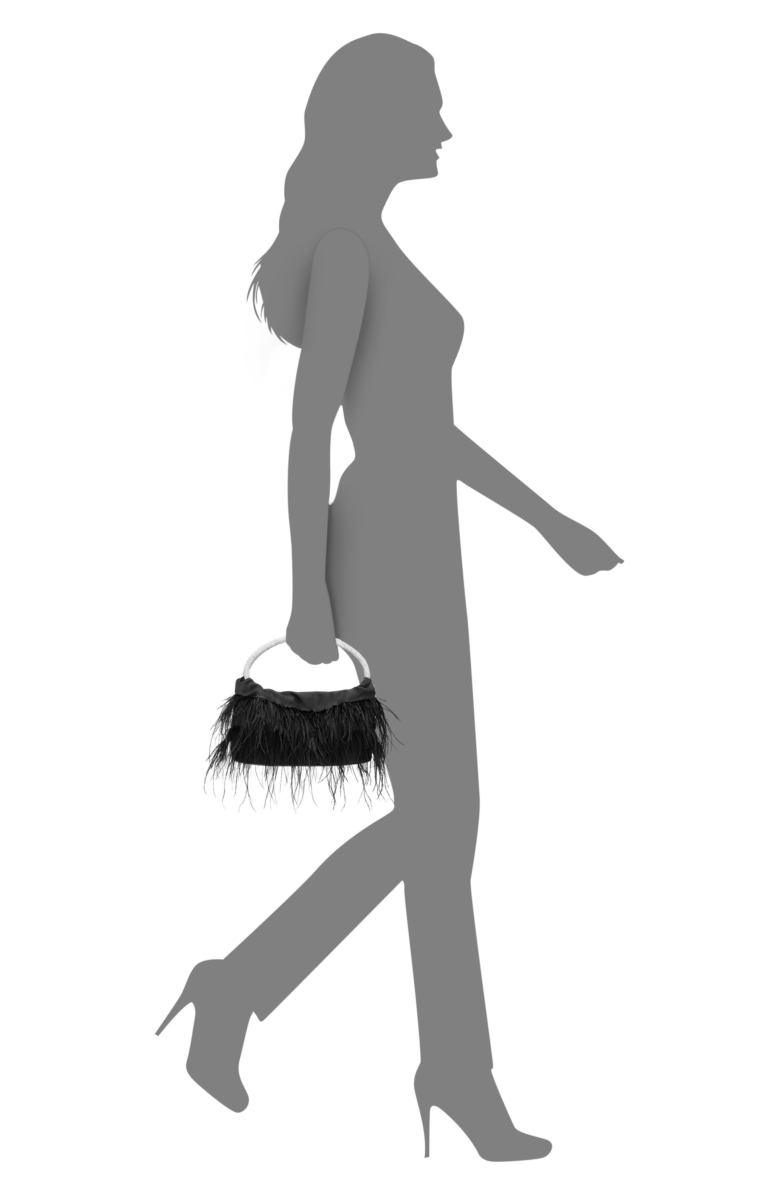 Nina Crystal Handle Feather Clutch, Alternate, color, 