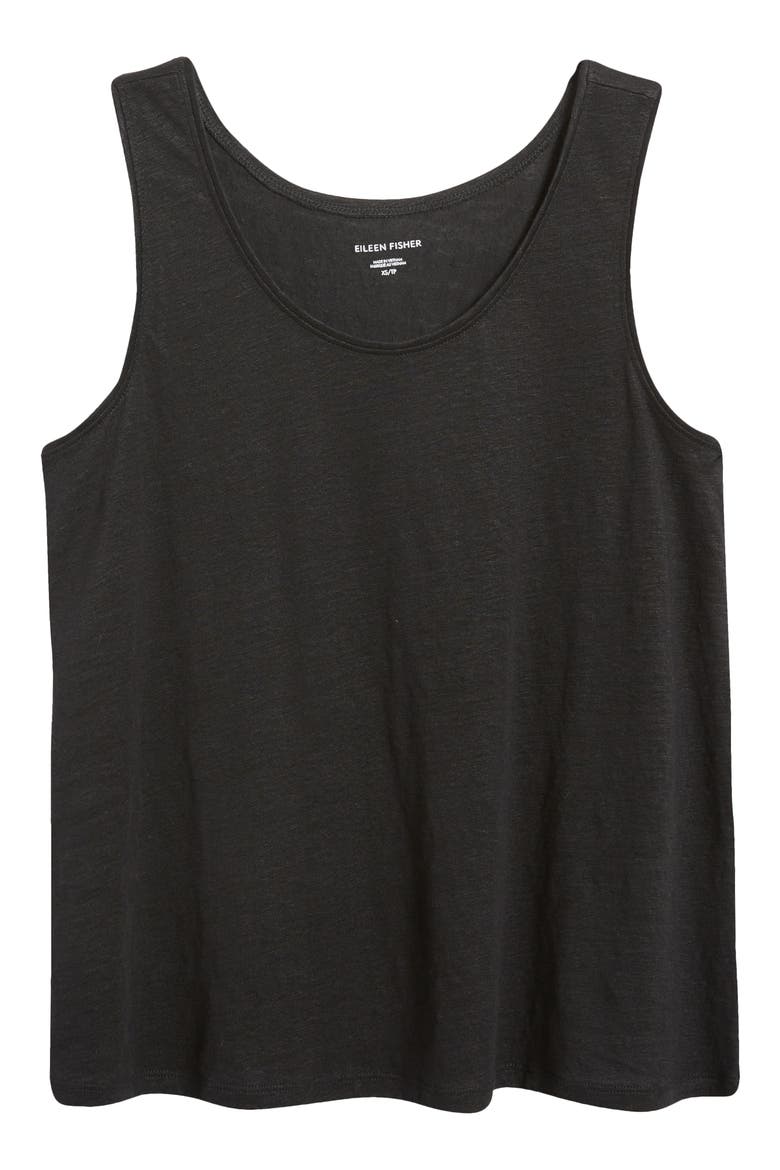Organic Linen Tank, Alternate, color, BLACK