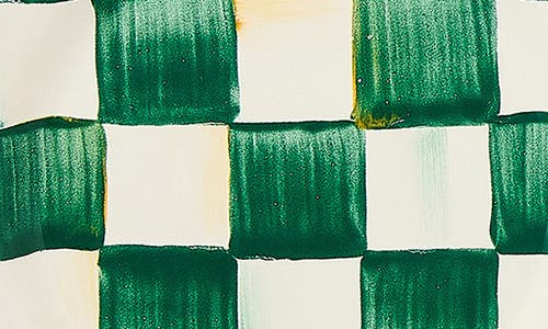 Mackenzie-childs Mackenzie Childs Emerald Check Set Of 4 Enameled Steel Appetizer Plates In Green