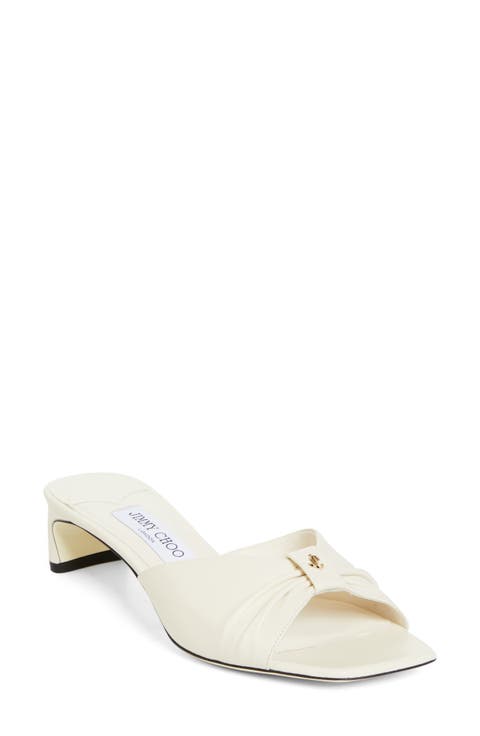 サンダル・ミュール Jimmy Choo Sana Mule 50 Etana Mule 50|Gold Metallic Leather Sandals| JIMMY CHOO