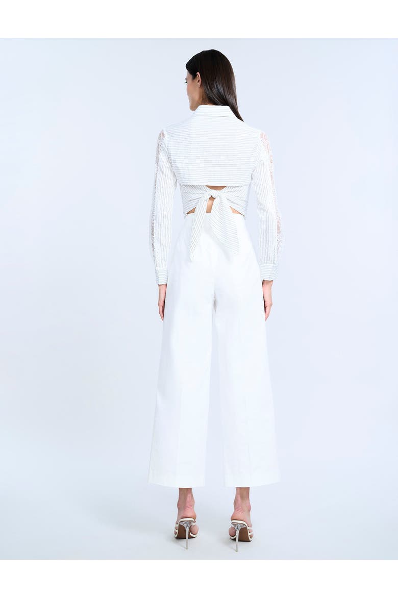 Lace Stripe Tie Back Top, Alternate, color, Chalk