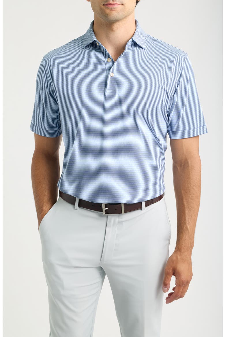 Candor Stripe Mesh Performance Polo, Main, color, BALI BLUE / PALE BLUE