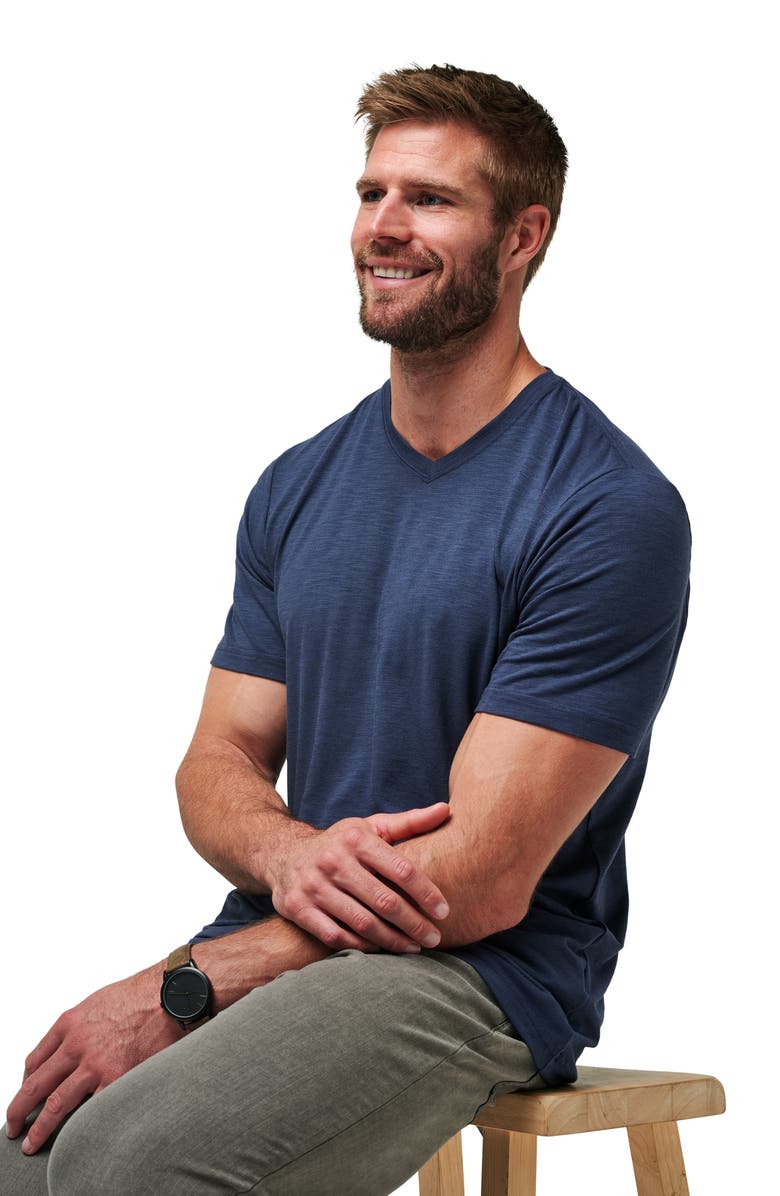 TravisMathew Cloud Trim Fit Slubbed T-Shirt, Alternate, color, Mood Indigo