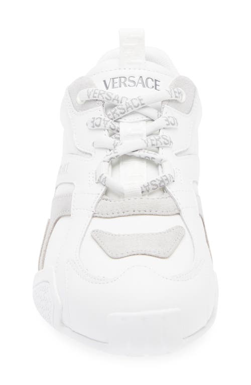 Versace Galaxia Suede-trimmed Leather Sneakers In White Concrete