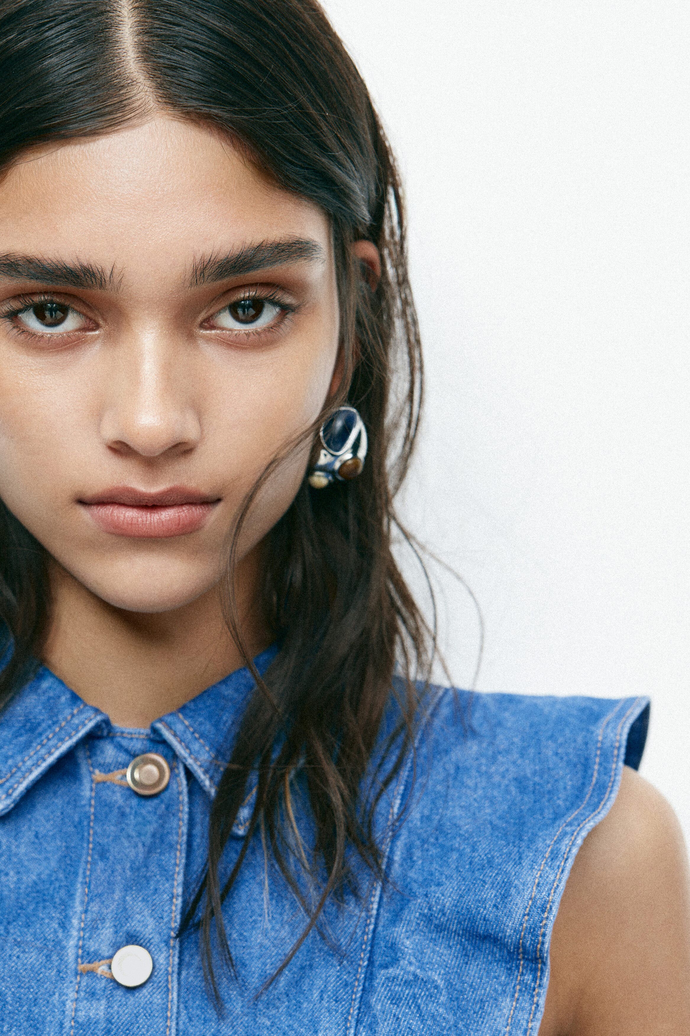 Flounce-trimmed Denim Waistcoat - image 2