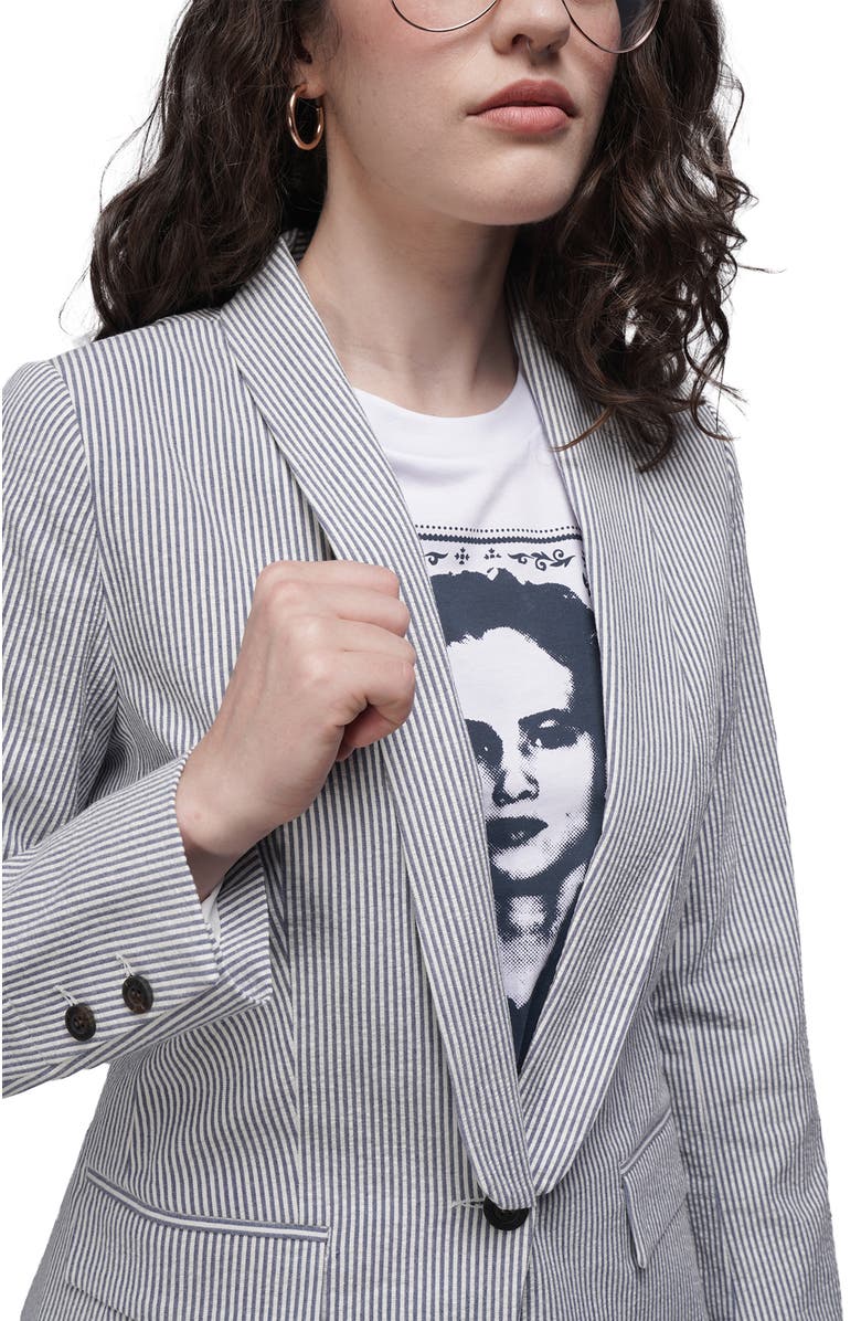 WILDFANG The Empower Seersucker Tux Blazer, Alternate, color, Navy/White