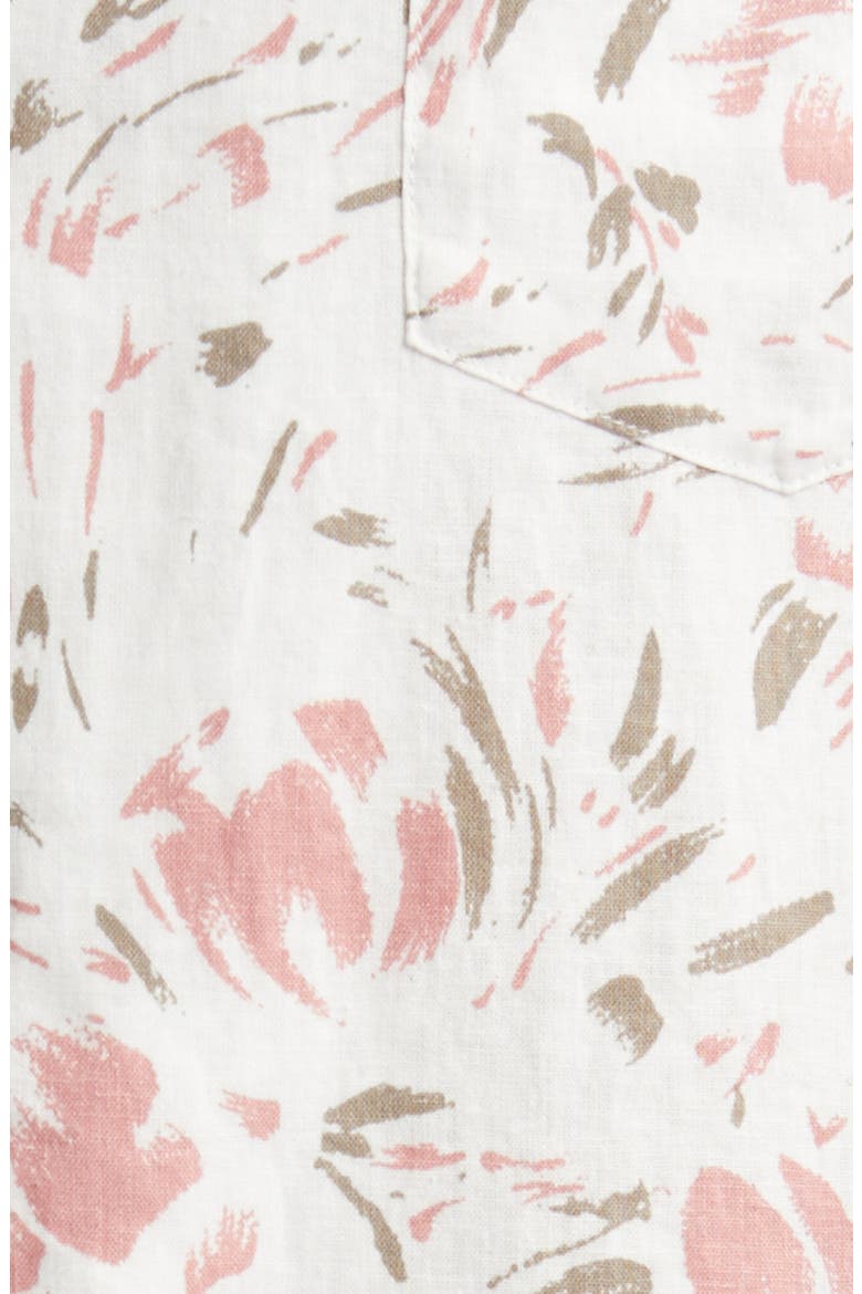 Dresden Regular Fit Floral Short Sleeve Linen Blend Camp Shirt, Alternate, color, BRUSH FLORAL WHITE