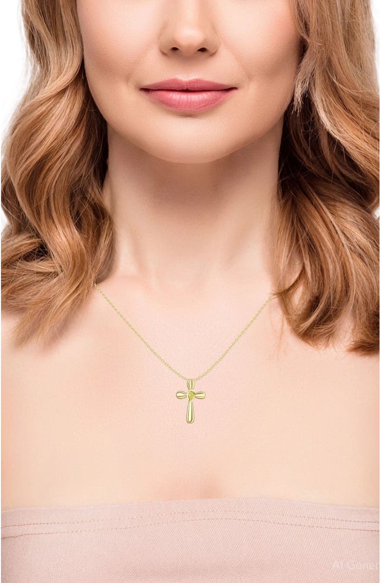 Bliss Diamond 1/4 ct Diamond Pear Shape Cross Pendant Lab Grown Gold Necklace 1", Alternate, color, 