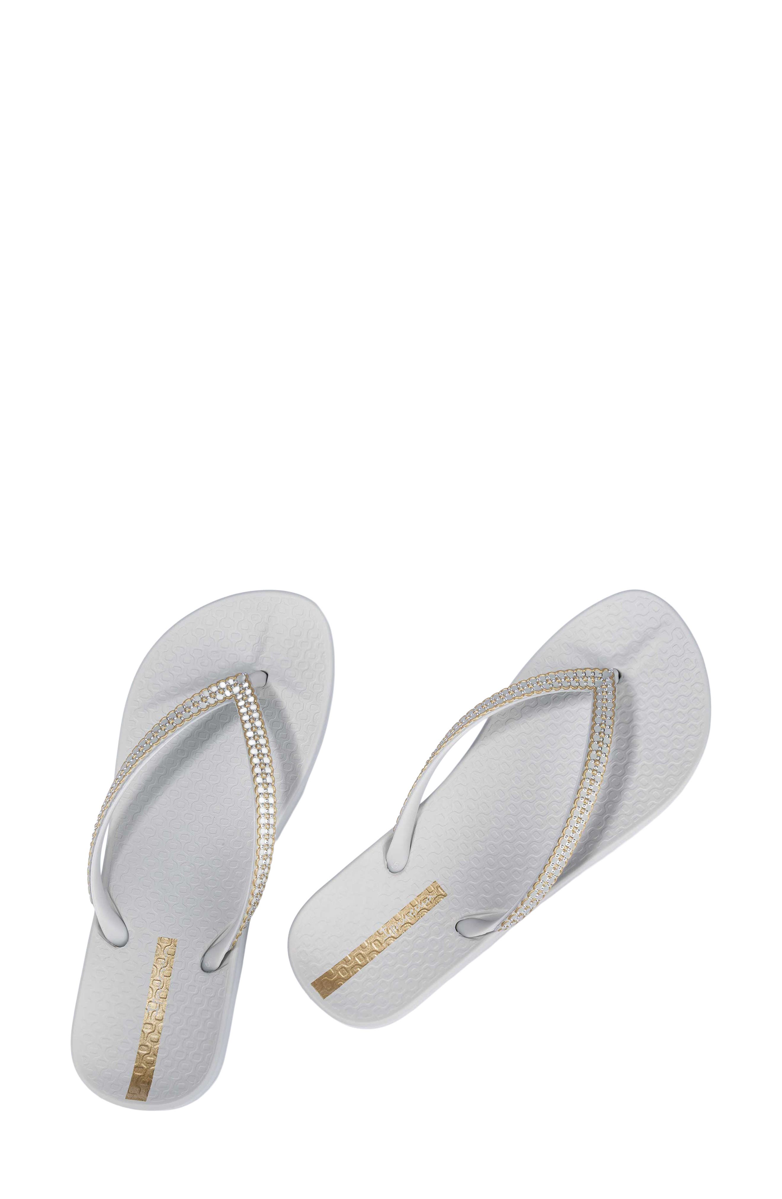 Ipanema Crystal Mesh Flip Flop, Alternate, color, Grey/ Gold