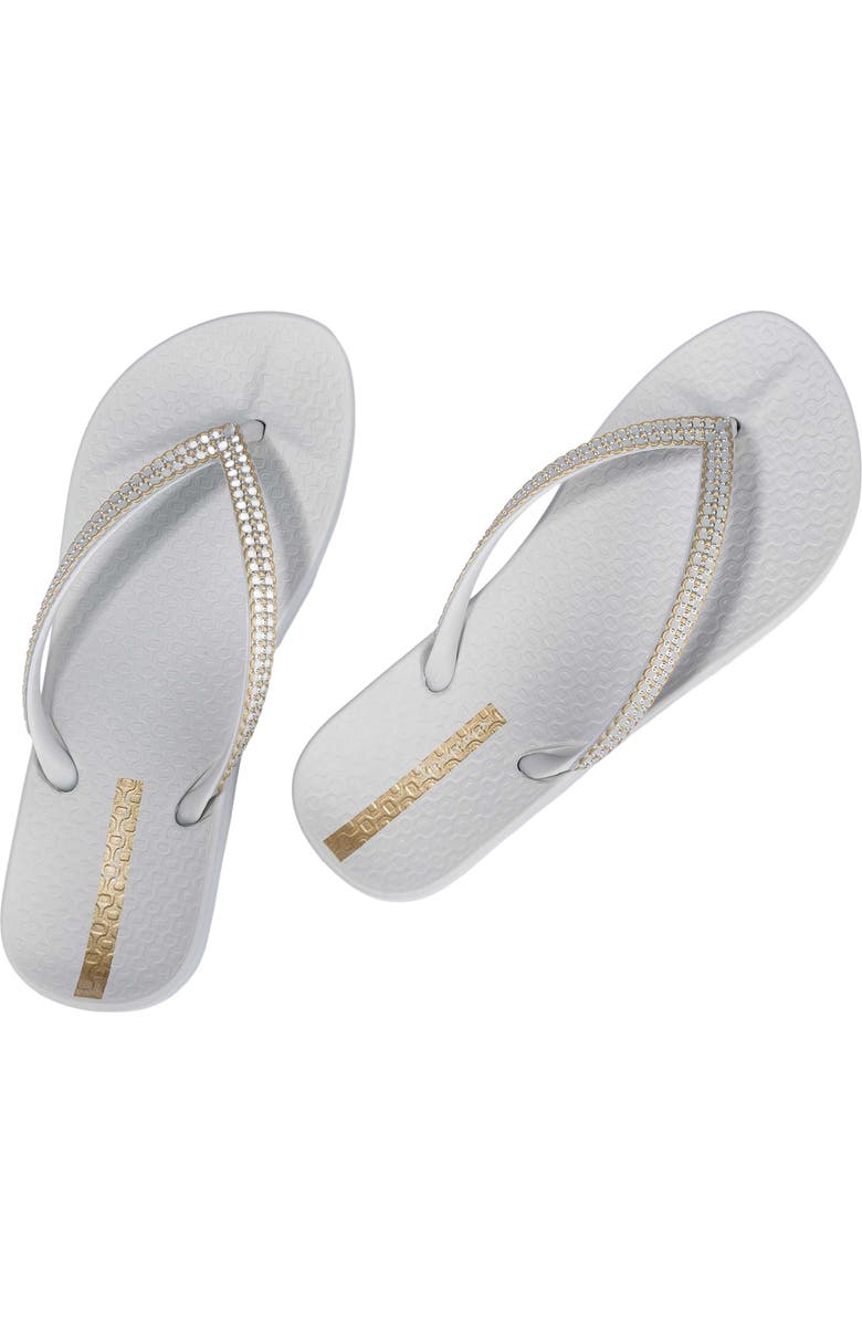 Ipanema Crystal Mesh Flip Flop, Alternate, color, Grey/ Gold