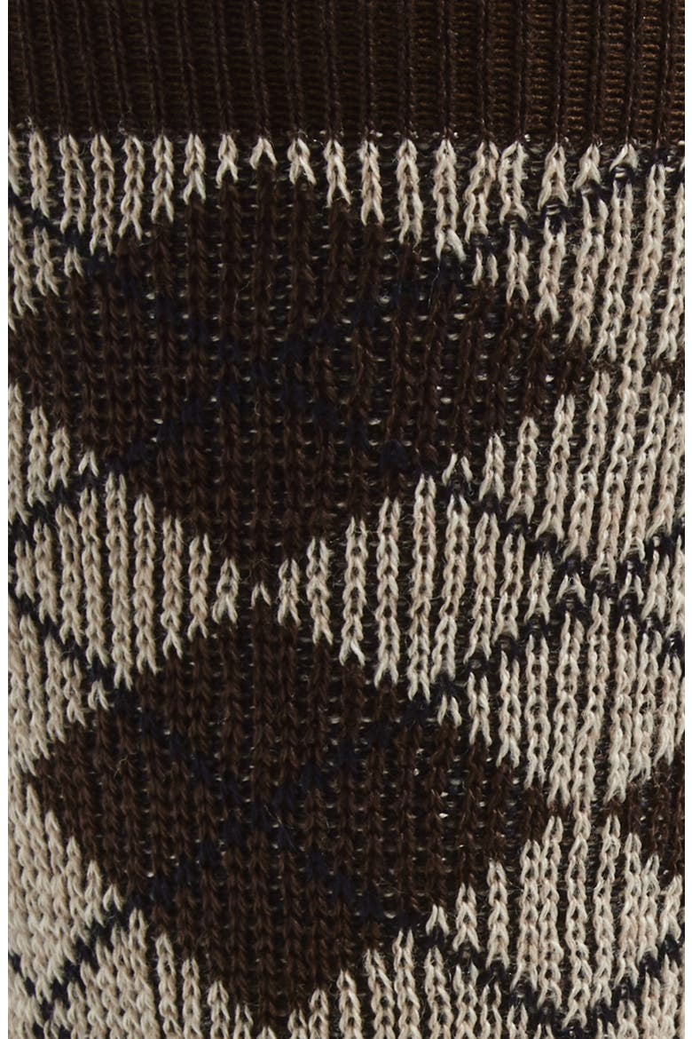 Argyle Jacquard Mid Calf Socks, Alternate, color, BROWN