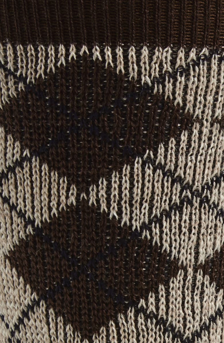 Thom Browne Argyle Jacquard Mid Calf Socks, Alternate, color, Brown