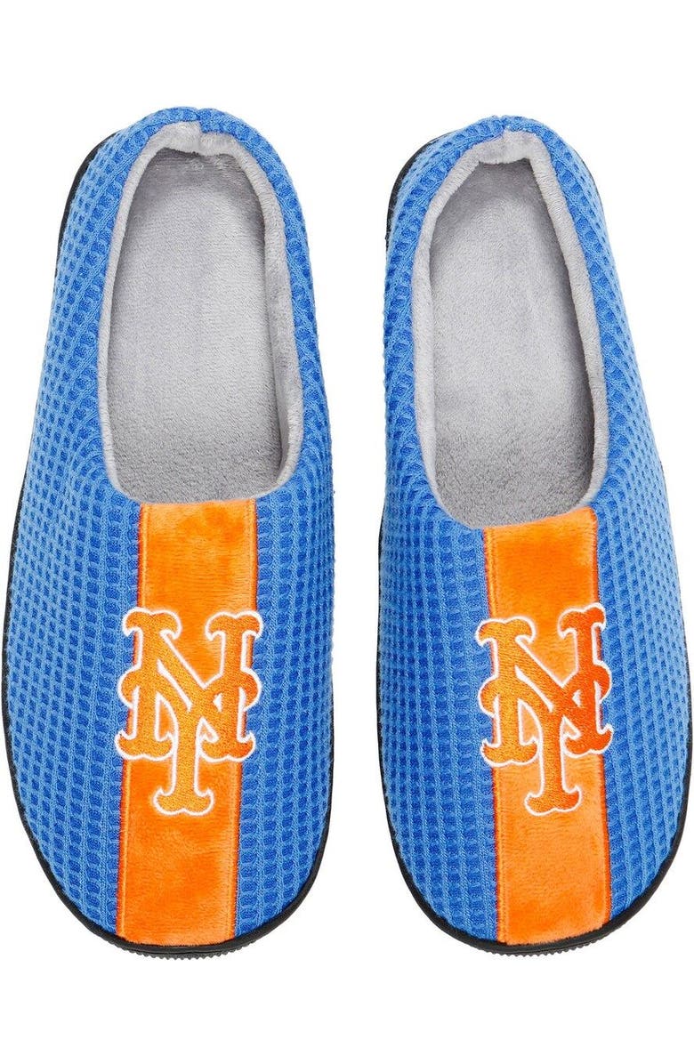 FOCO Men's FOCO Royal New York Mets Team Stripe Memory Foam Slide Slippers, Main, color,