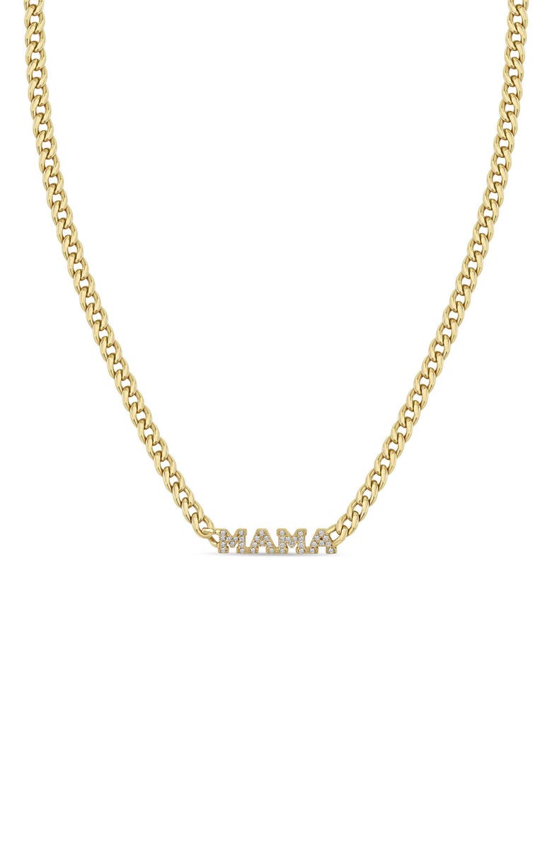 Zoë Chicco 'Mama' Diamond Pendant Necklace, Main, color, 14K Yellow Gold
