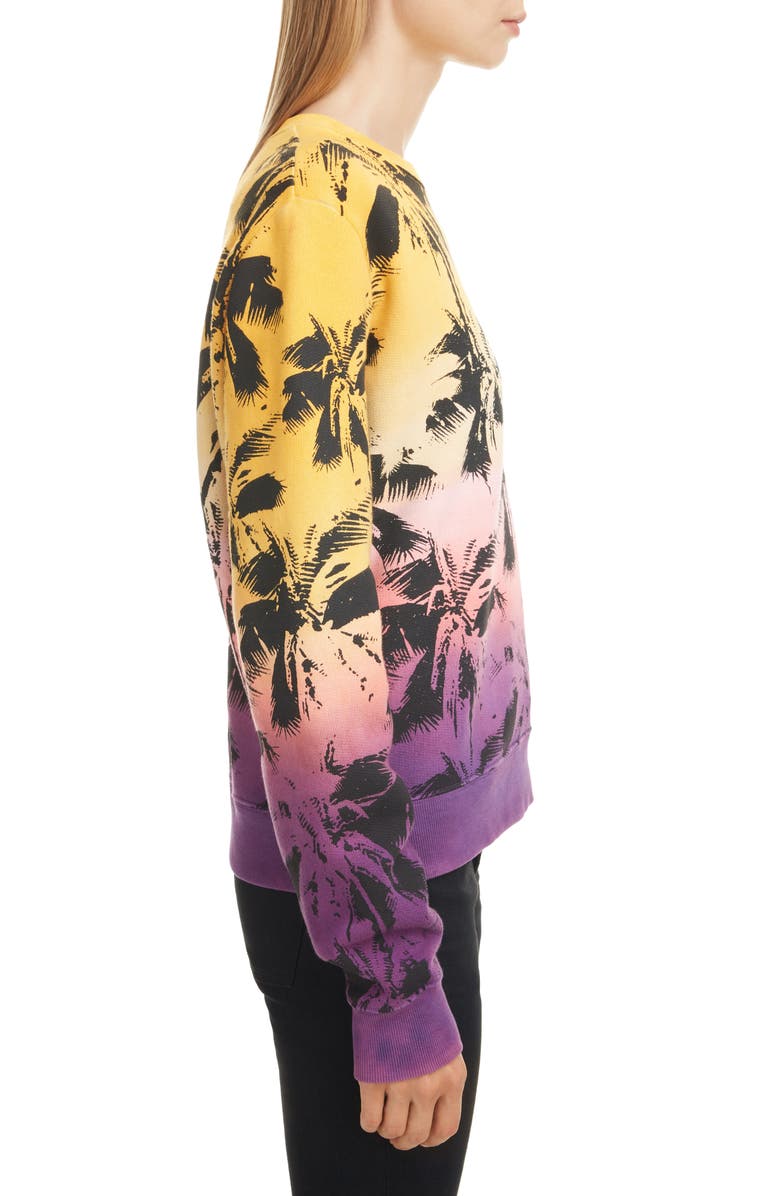 Saint Laurent Degradé Palm Print Sweatshirt, Alternate, color, 