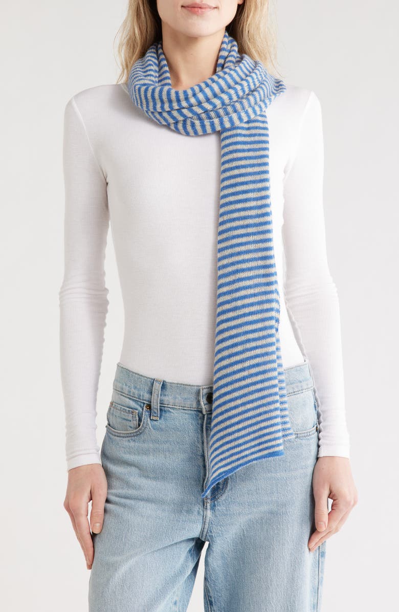 Portolano Stripe Wool Blend Scarf, Main, color, Meteor Blue/ Blue Atholl