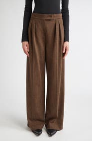 Max Mara Ponza Pleated Houndstooth Check Wide Leg Pants